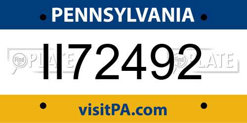 II72492 Pennsylvania License Plate