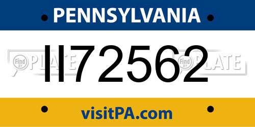 II72562 Pennsylvania License Plate