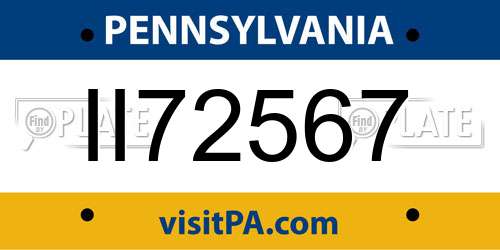 II72567 Pennsylvania License Plate