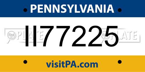 II77225 Pennsylvania License Plate