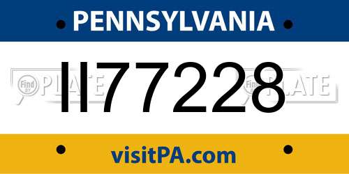 II77228 Pennsylvania License Plate