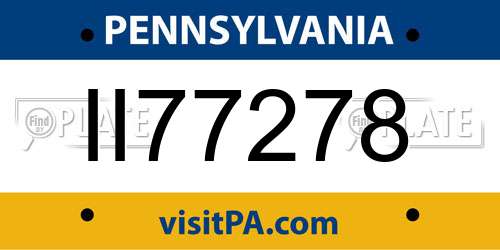 II77278 Pennsylvania License Plate