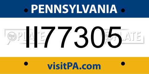 II77305 Pennsylvania License Plate