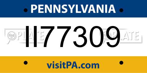 II77309 Pennsylvania License Plate