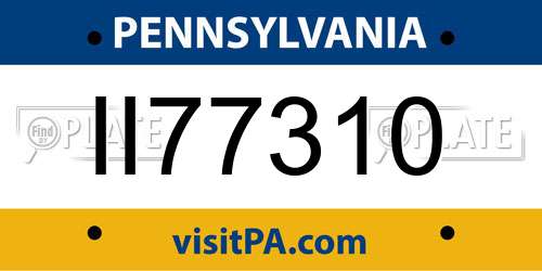 II77310 Pennsylvania License Plate
