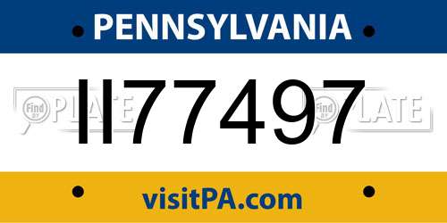 II77497 Pennsylvania License Plate