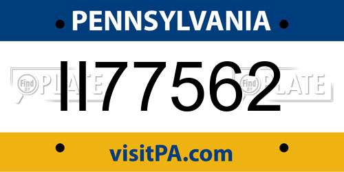 II77562 Pennsylvania License Plate