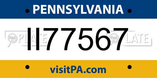 II77567 Pennsylvania License Plate