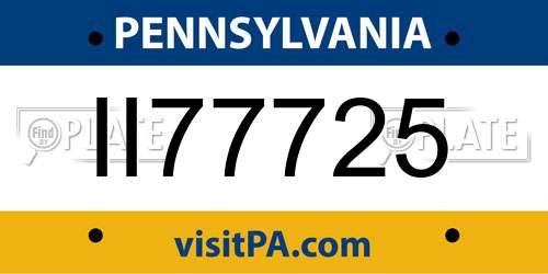 II77725 Pennsylvania License Plate