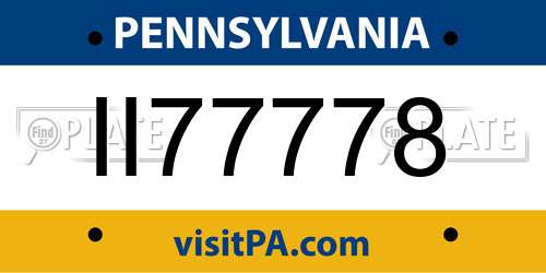 II77778 Pennsylvania License Plate