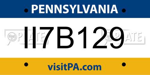 II7B129 Pennsylvania License Plate