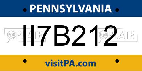 II7B212 Pennsylvania License Plate