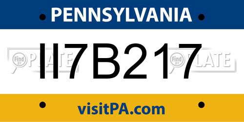 II7B217 Pennsylvania License Plate