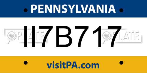 II7B717 Pennsylvania License Plate