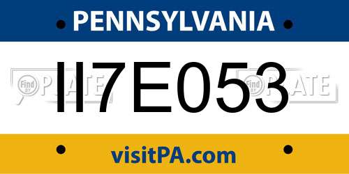 II7E053 Pennsylvania License Plate