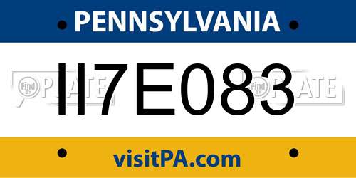 II7E083 Pennsylvania License Plate