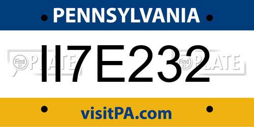 II7E232 Pennsylvania License Plate
