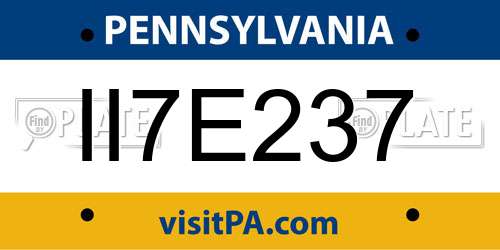 II7E237 Pennsylvania License Plate