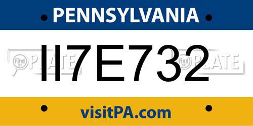 II7E732 Pennsylvania License Plate