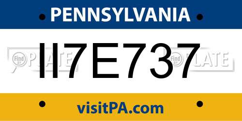 II7E737 Pennsylvania License Plate
