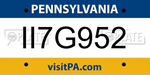 II7G952 Pennsylvania License Plate