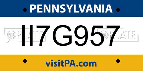 II7G957 Pennsylvania License Plate