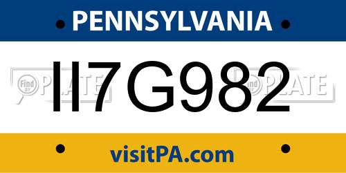 II7G982 Pennsylvania License Plate