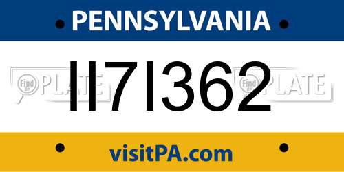 II7I362 Pennsylvania License Plate