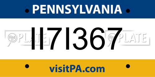 II7I367 Pennsylvania License Plate