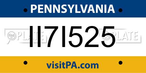 II7I525 Pennsylvania License Plate