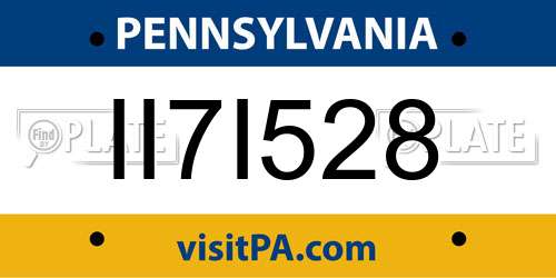 II7I528 Pennsylvania License Plate