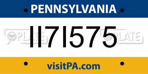 II7I575 Pennsylvania License Plate