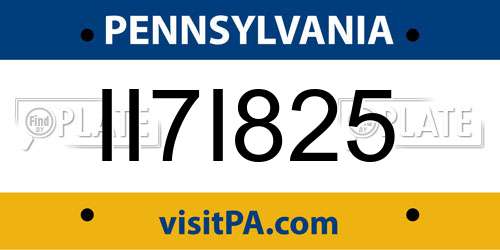 II7I825 Pennsylvania License Plate
