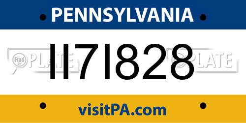 II7I828 Pennsylvania License Plate