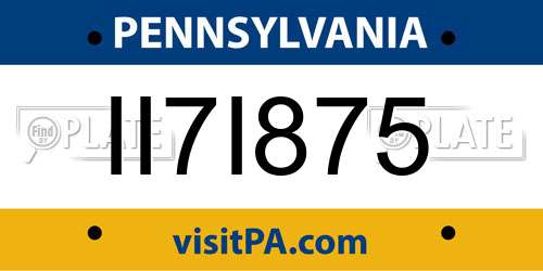 II7I875 Pennsylvania License Plate