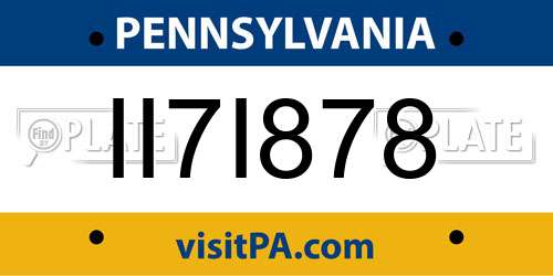 II7I878 Pennsylvania License Plate