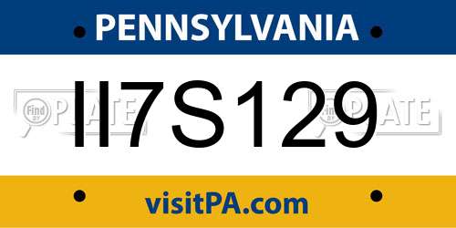II7S129 Pennsylvania License Plate