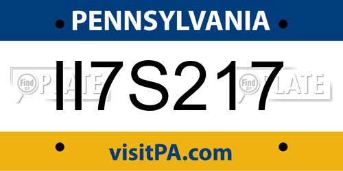 II7S217 Pennsylvania License Plate