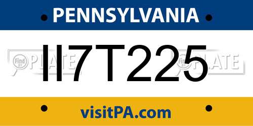 II7T225 Pennsylvania License Plate