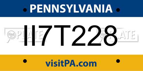 II7T228 Pennsylvania License Plate