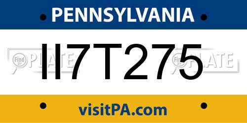 II7T275 Pennsylvania License Plate