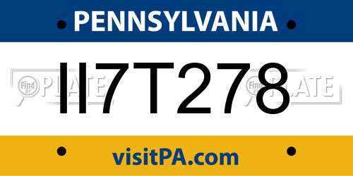 II7T278 Pennsylvania License Plate