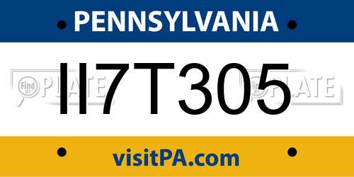 II7T305 Pennsylvania License Plate
