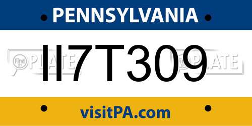 II7T309 Pennsylvania License Plate