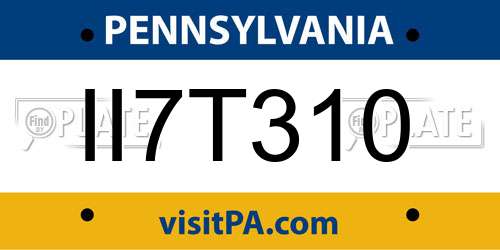 II7T310 Pennsylvania License Plate