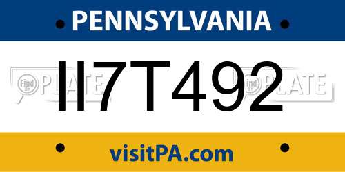 II7T492 Pennsylvania License Plate