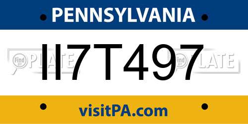 II7T497 Pennsylvania License Plate