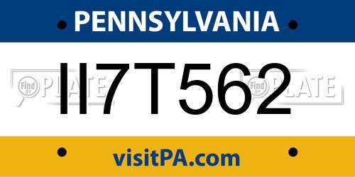 II7T562 Pennsylvania License Plate