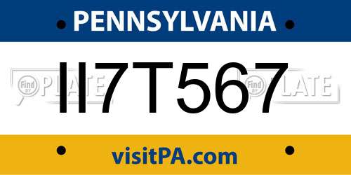 II7T567 Pennsylvania License Plate