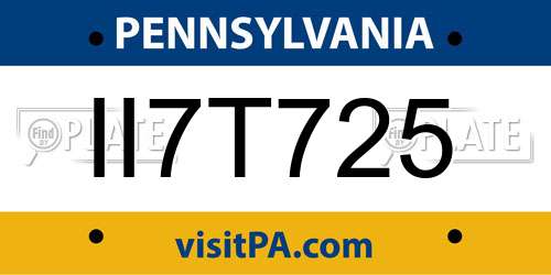 II7T725 Pennsylvania License Plate